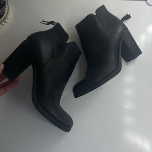 Black leather ankle boots